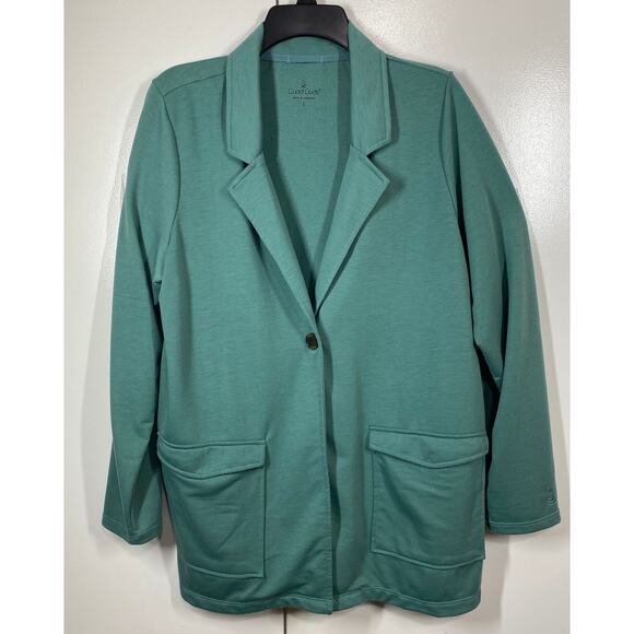 CuddlDuds Lightweight One Button Closure Comfort Sagebrush Cardigan Blazer Large - Picture 8 of 10